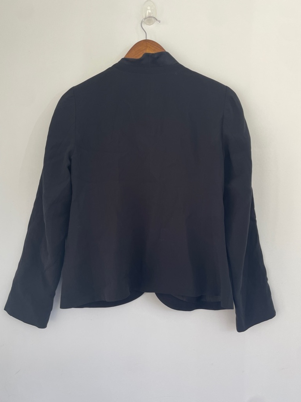 Eileen Fisher 100% Silk Black Open-Front Blazer Jacket PS - Picture 4 of 5